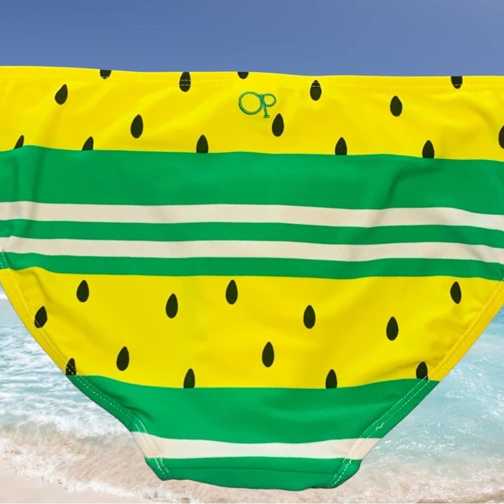 OP watermelon yellow green bikini bottom 11-13. - Picture 2 of 9